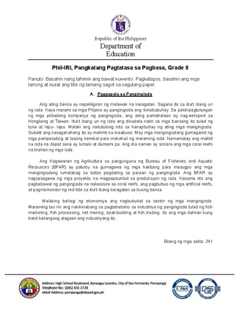 phil iri grade 8 english|phil iri english GST 8.